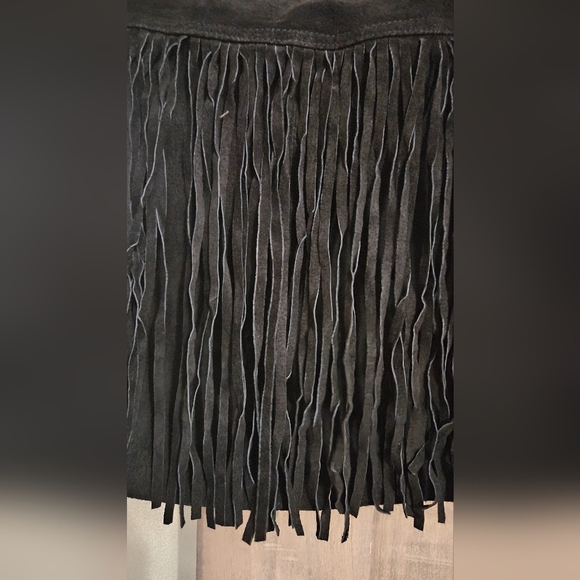 FOREVER 21 Genuine leather suede fringe mini skirt In Black.Size 29 NWT - Picture 7 of 10